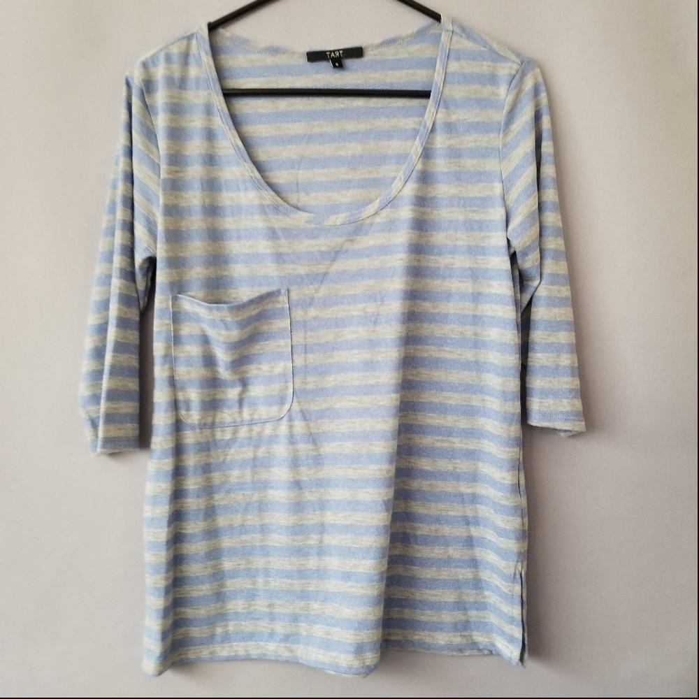 X TART SCOOP NECK 3/4 SLEEVE STRIPED TEE CASUAL